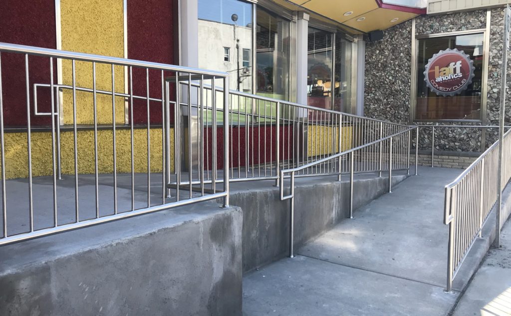 Satin Stainless Steel Ramp Railing – Linwood Diner, Brooklyn, NY Satin Stainless Steel Ramp Railing – Linwood Diner, Brooklyn, NY