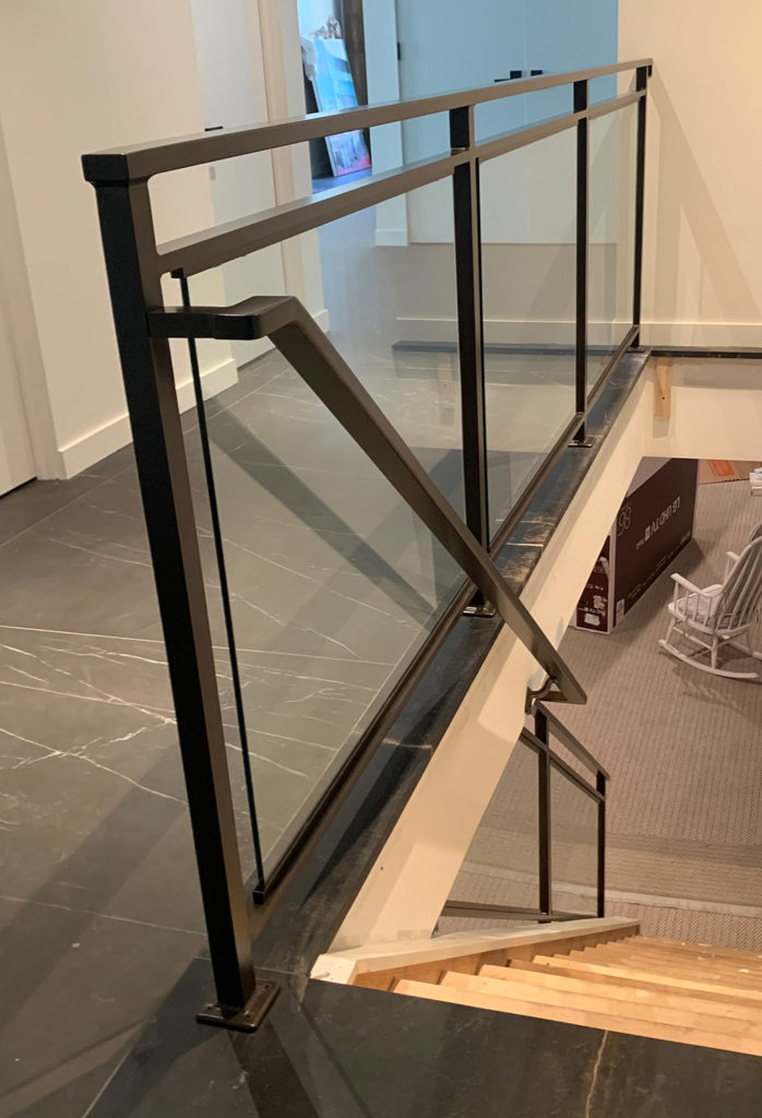Aluminum power coated oil rubbed bronze railings with 3/8″ glass Aluminum power coated oil rubbed bronze railings with 3/8″ glass
