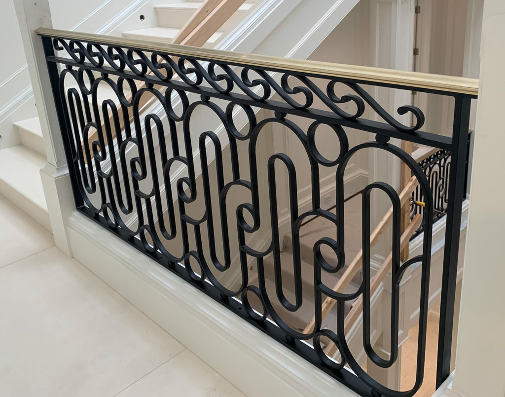 Black Powder-coated Railings with Satin Bronze Top Molding | Upper Brookville, NY Black Powder-coated Railings with Satin Bronze Top Molding | Upper Brookville, NY