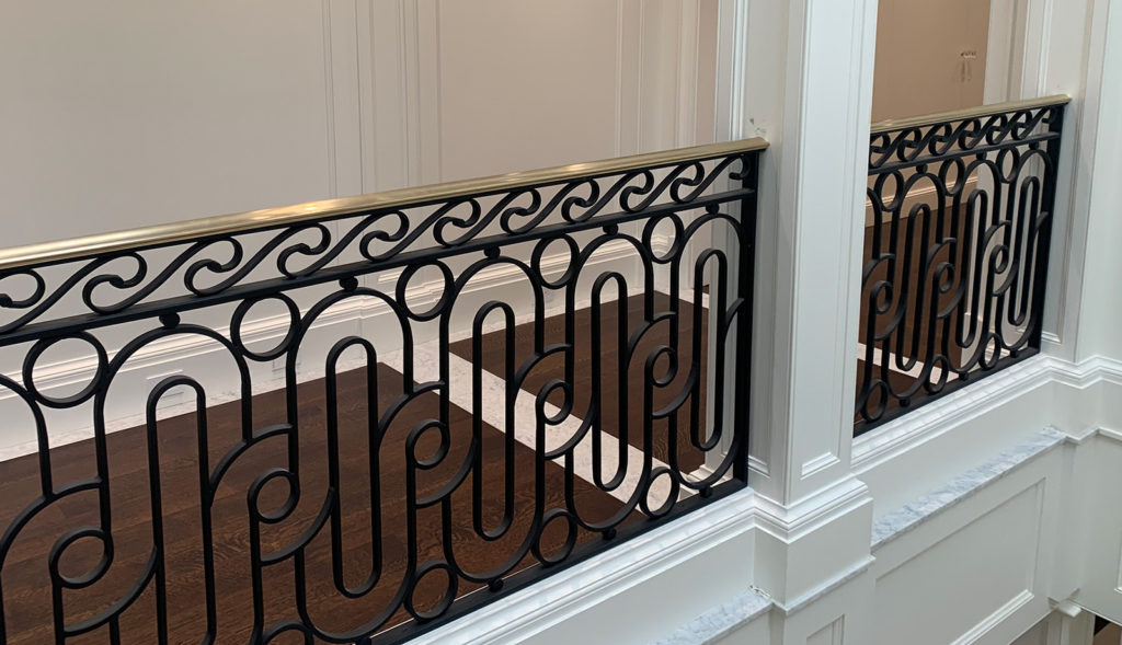 Black Powder-coated Railings with Satin Bronze Top Molding | Upper Brookville, NY Black Powder-coated Railings with Satin Bronze Top Molding | Upper Brookville, NY