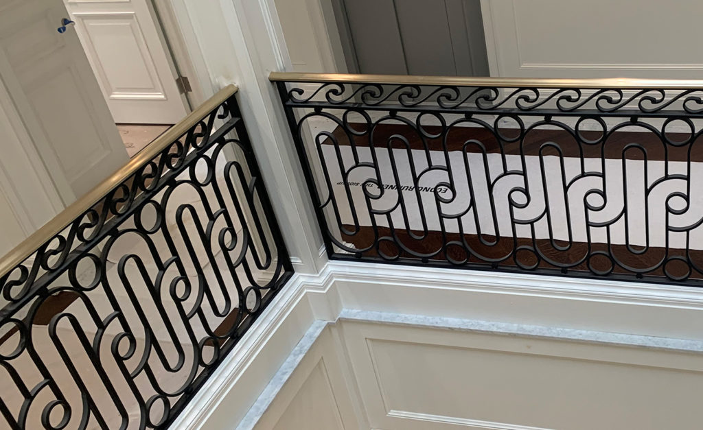 Black Powder-coated Railings with Satin Bronze Top Molding | Upper Brookville, NY Black Powder-coated Railings with Satin Bronze Top Molding | Upper Brookville, NY