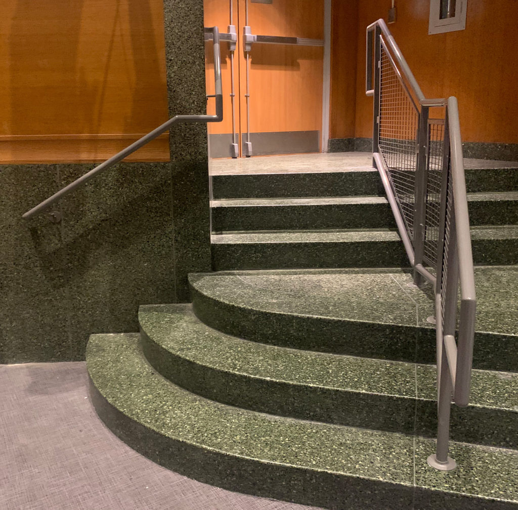 Powder-coated Silver Steel and Mesh Railings | Walt Whitman High School in Huntington Station, NY Powder-coated Silver Steel and Mesh Railings | Walt Whitman High School in Huntington Station, NY