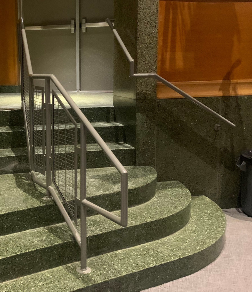Powder-coated Silver Steel and Mesh Railings | Walt Whitman High School in Huntington Station, NY Powder-coated Silver Steel and Mesh Railings | Walt Whitman High School in Huntington Station, NY