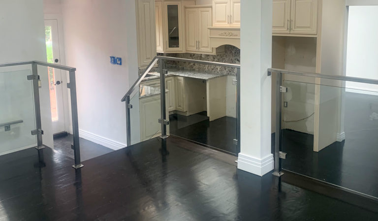 Satin Stainless Steel Railings with 3/8 inch Tempered Glass | Dix Hills, NY