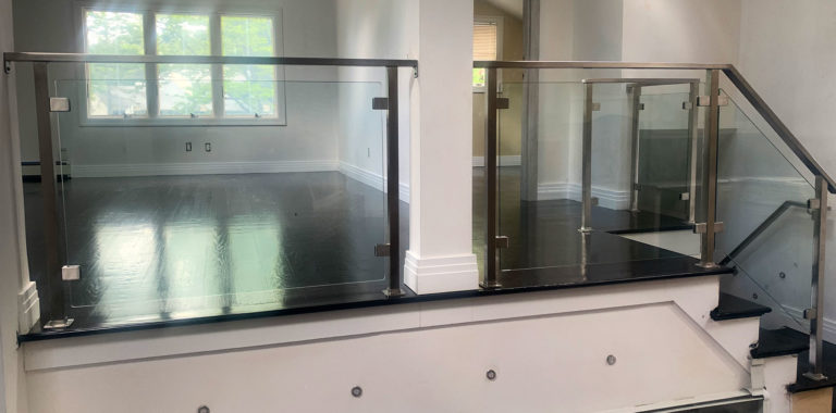 Satin Stainless Steel Railings with 3/8 inch Tempered Glass | Dix Hills, NY