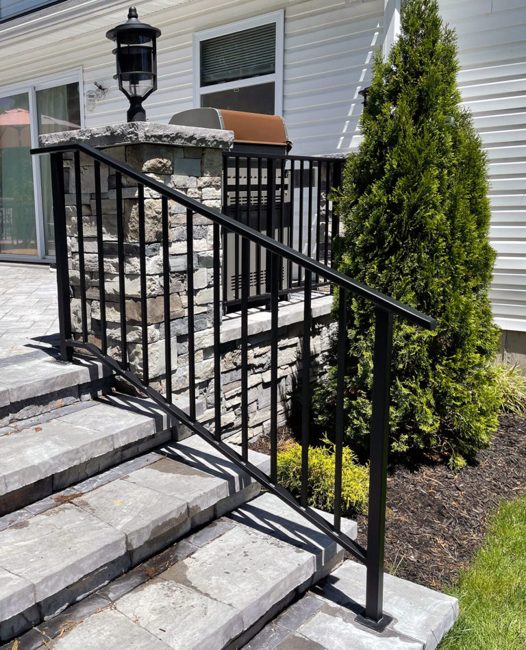 Black Aluminum Railings with Vertical Pickets