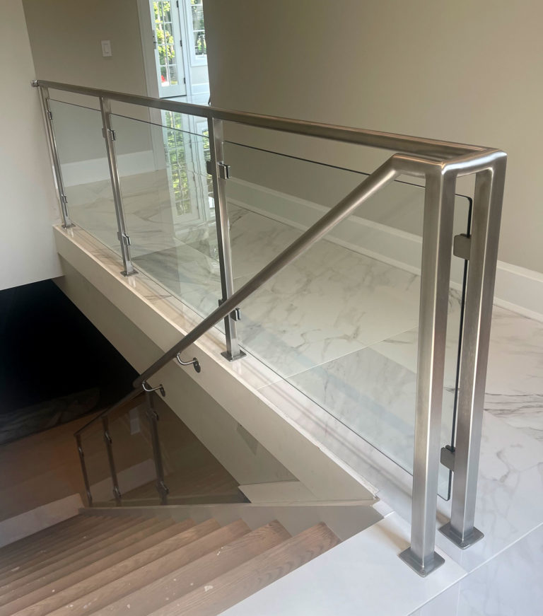 Satin Stainless Steel Railings with Tempered Glass