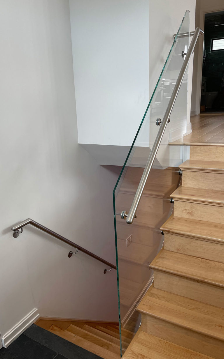 Satin Stainless Steel Bracket Railings with Half Inch Tempered Glass
