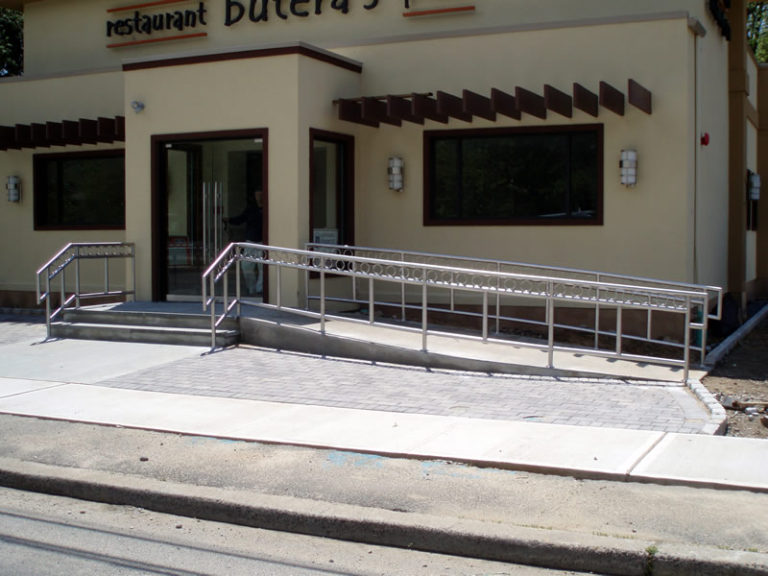 Satin Stainless Steel Ramp and Stair Rails - Butera's Restaurant, Merrick, NY