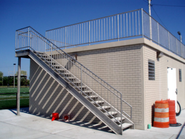 Satin Stainless Steel Railings with Pickets - Bayport Lacrosse Field