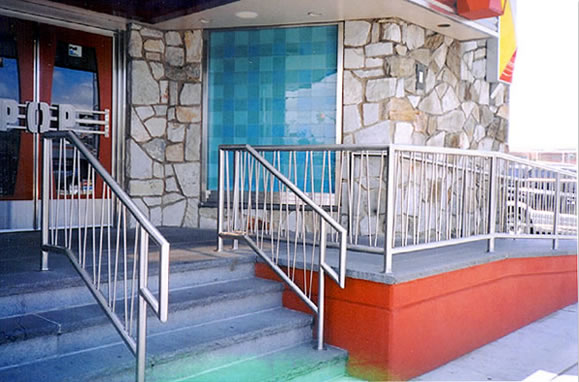 Stainless Steel Railing With Custom Pickets - Pop's Restaurant, Queens, NY