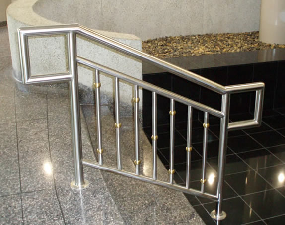 Satin Stainless Steel Railing with Brass Balls