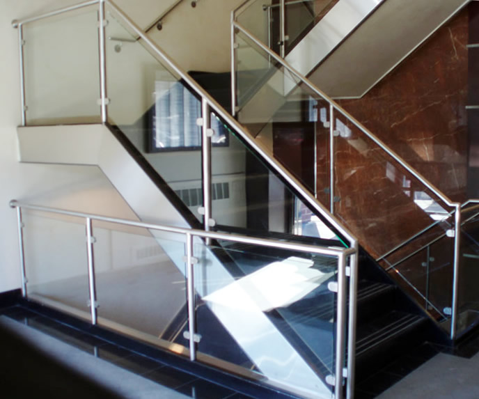Satin Stainless Steel and Glass Railings