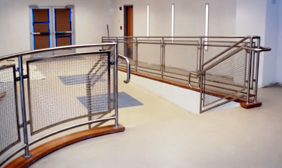 Stainless Steel with Mesh Stair and Ramp Railings - NYC Hospital