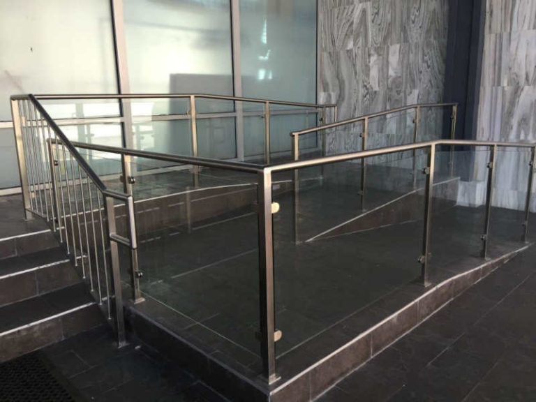 Satin Stainless Steel with Glass Railing - Brookln Expo