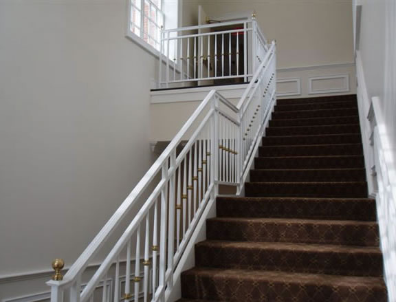 Powder Coated White Steel Railing with Brass Fittings