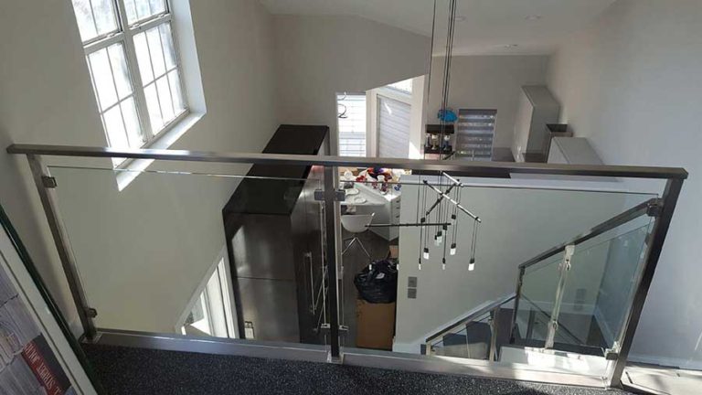 Satin Stainless Steel and Glass Rail