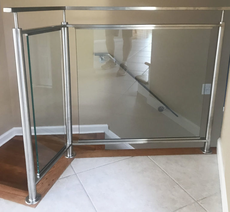 Satin Stainless Steel with Glass Railing
