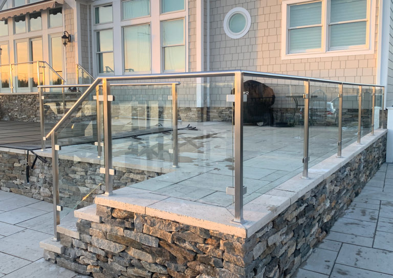 Satin Stainless Steel Railings with 3/8 inch Tempered Glass | Oakdale, NY