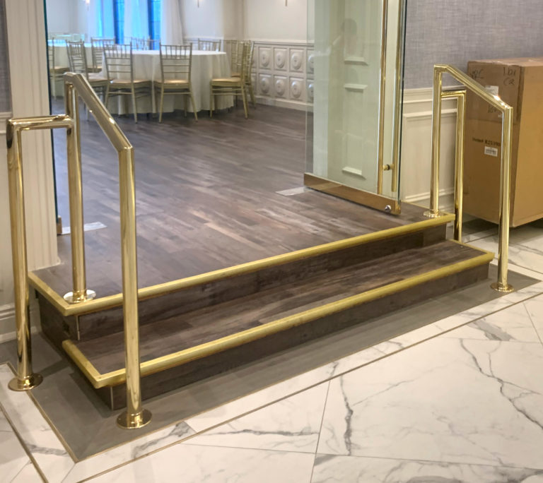 Polished Brass Railings | Swan Lake Catering Hall - Roslyn, NY