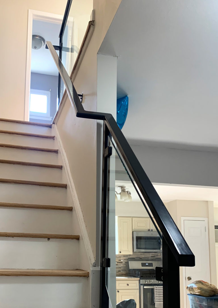Matte Black Railings with 3/8 inch Tempered Glass | Huntington, NY