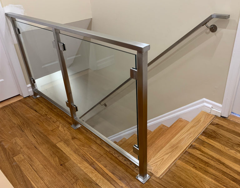 Satin Stainless Steel with 3/8 inch Tempered Glass