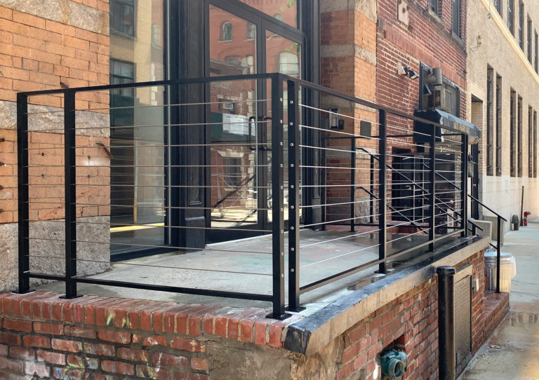 Aluminum Power-coated Matte Black Railings with Stainless Steel Cable | Ponte Equities - New York, NY