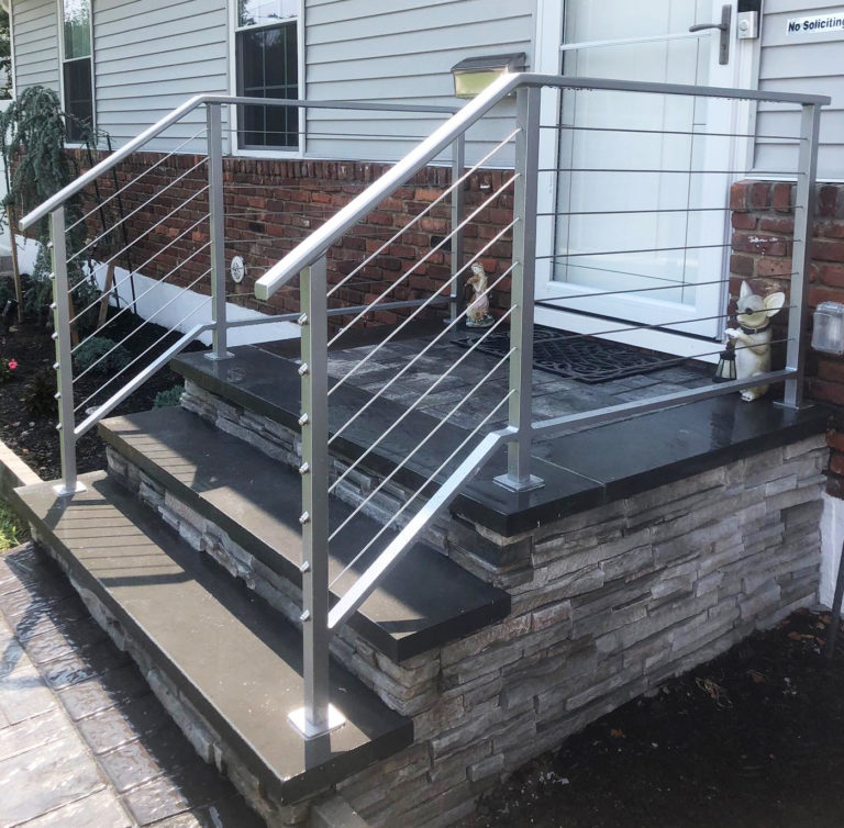 Aluminum Power-coated  Bengal Silver Railings with Stainless Steel Cable | West Hempstead, NY
