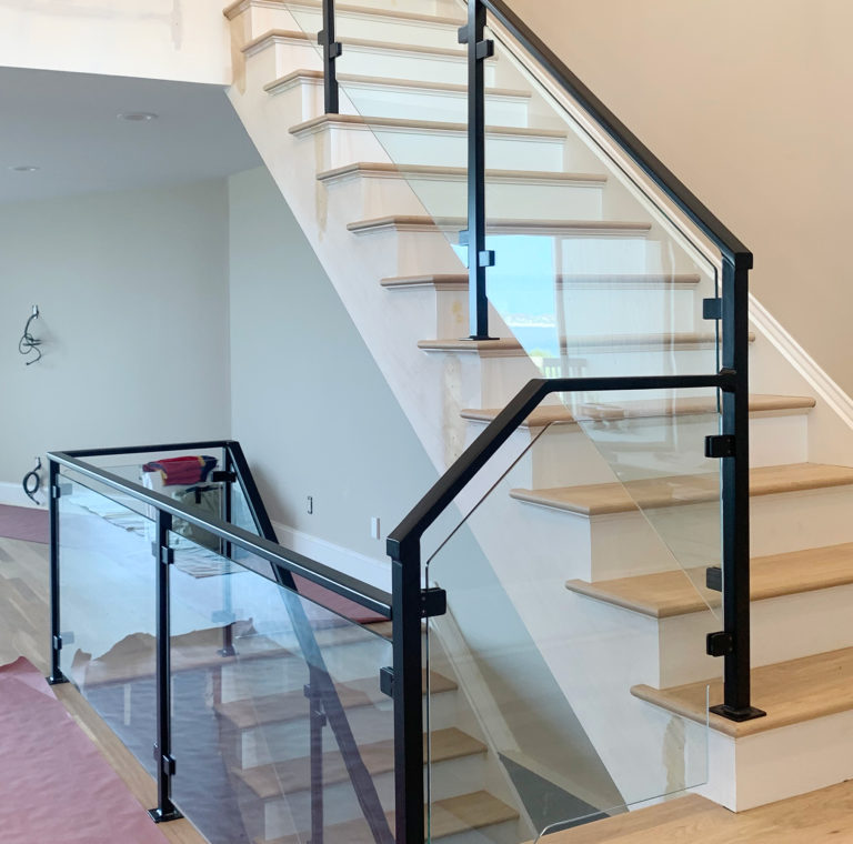 Matte Black Aluminum Railings with 3/8 Inch Tempered Glass | Northport, NY