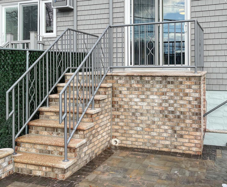 Aluminum Powder Coated Pewter Colored Railings with Custom Hand Made Design - Middle Village, NY