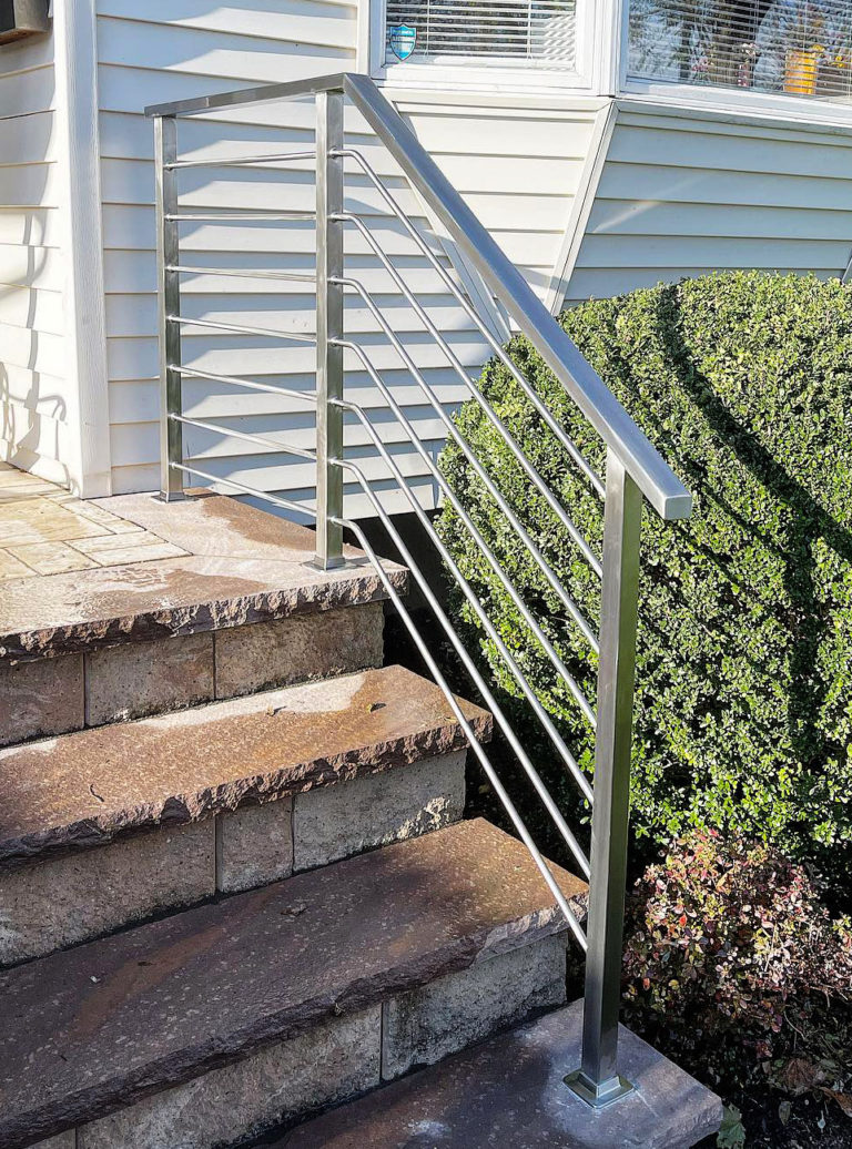 Satin Stainless Steel Railings with Half Inch Horizontal Beams - Syosset, NY