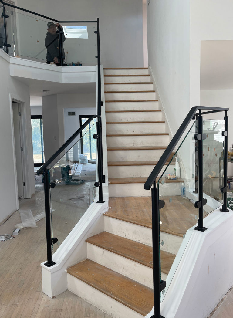 Black Railings with Glass Panels