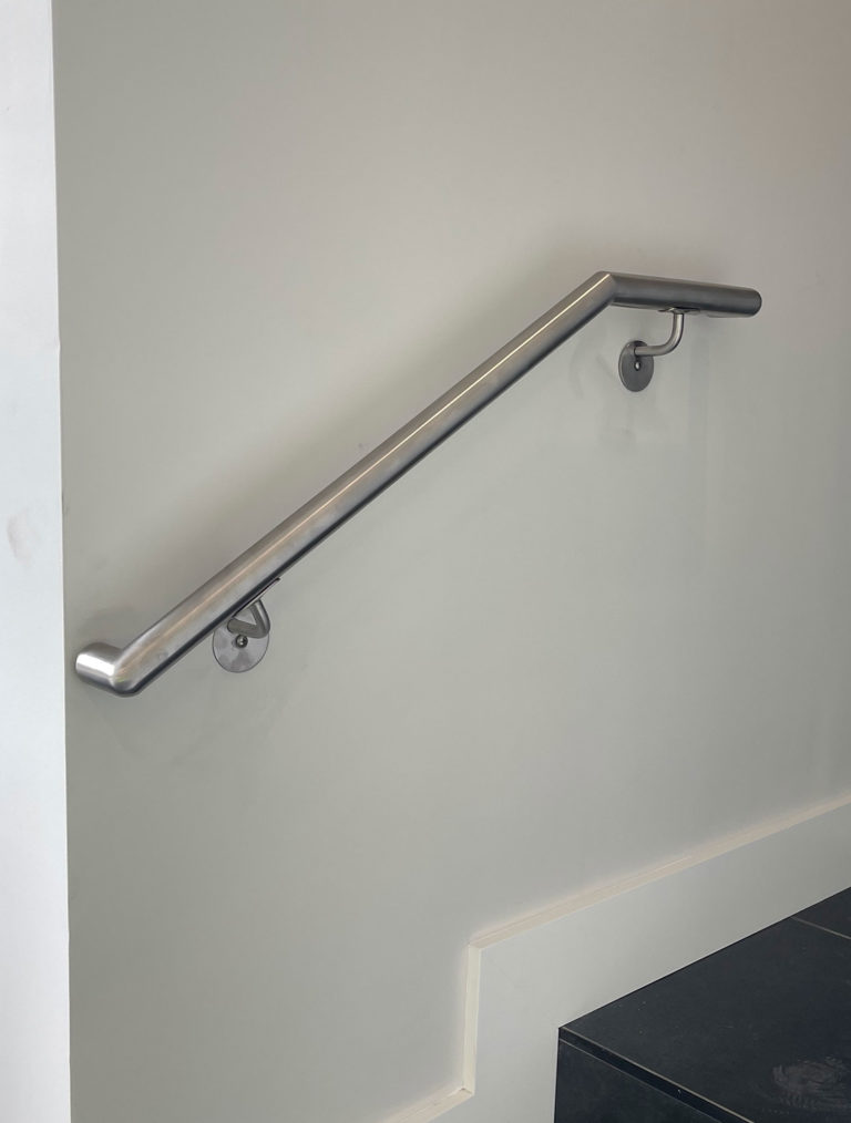 Satin Stainless Steel Railings with Glass Panels