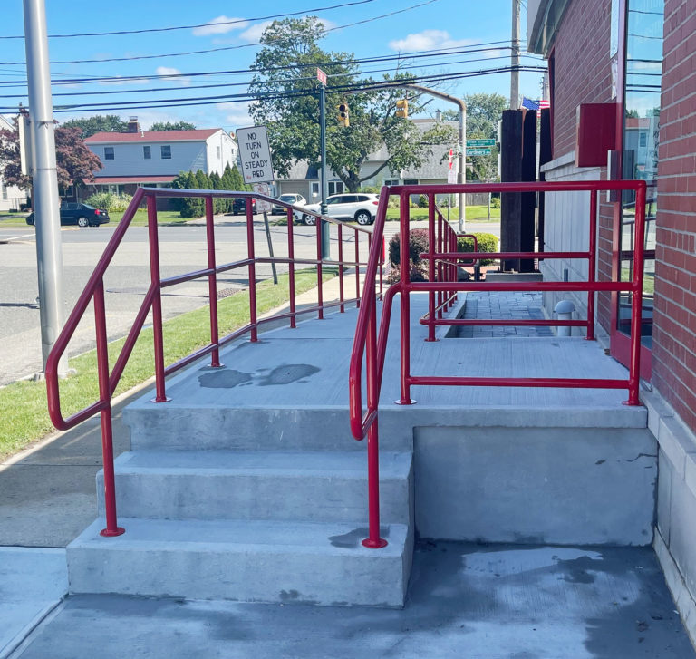 Safety Red Aluminum Railings - Levittown Fire House