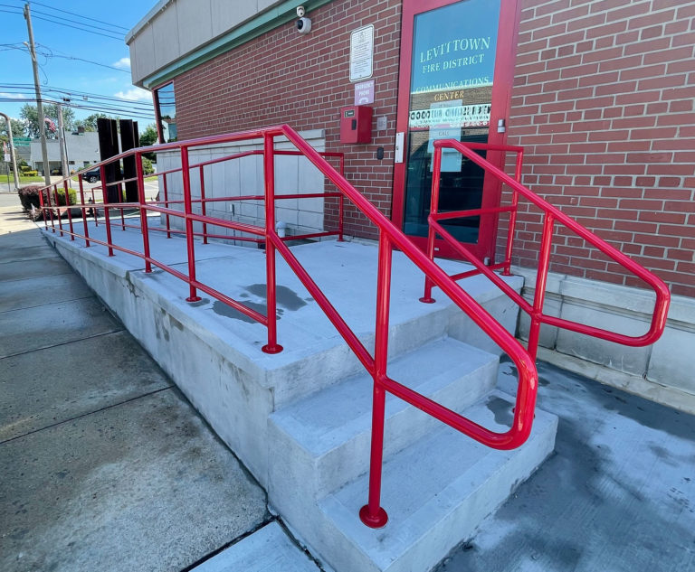 Safety Red Aluminum Railings - Levittown Fire House
