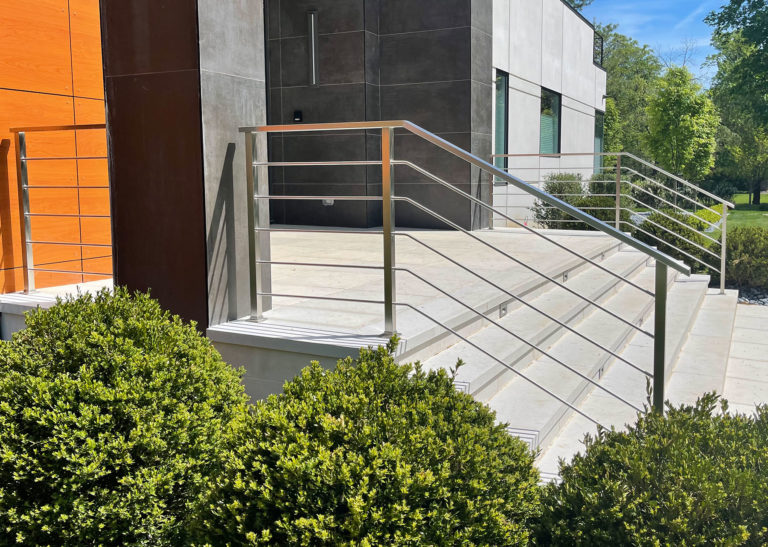 Satin Stainless Steel Railings with Horizontal Pickets