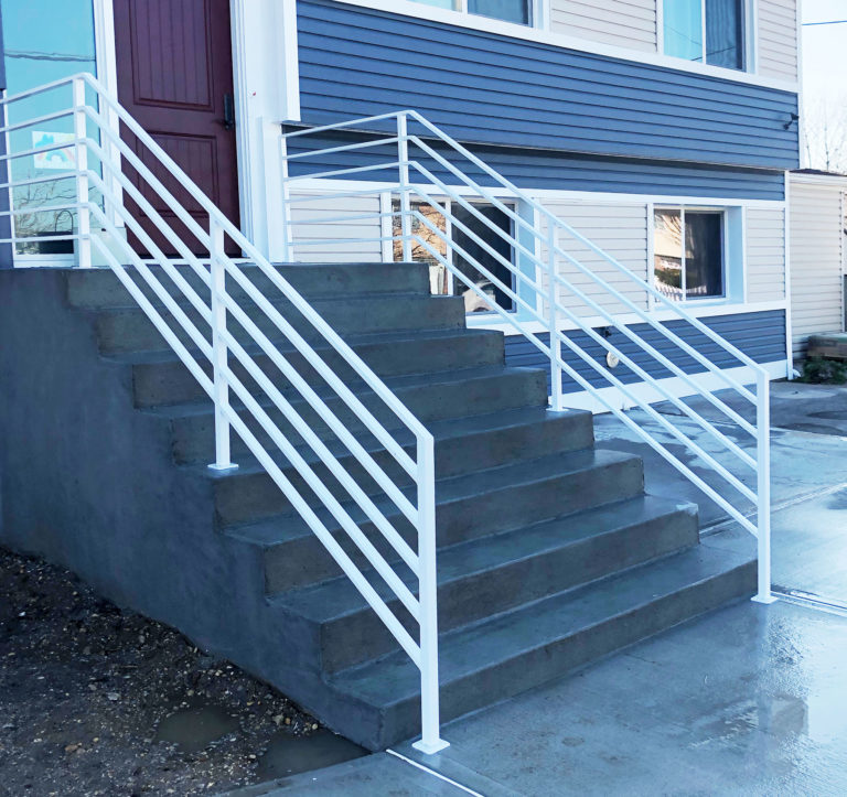 White Railings with Horizontal Pickets