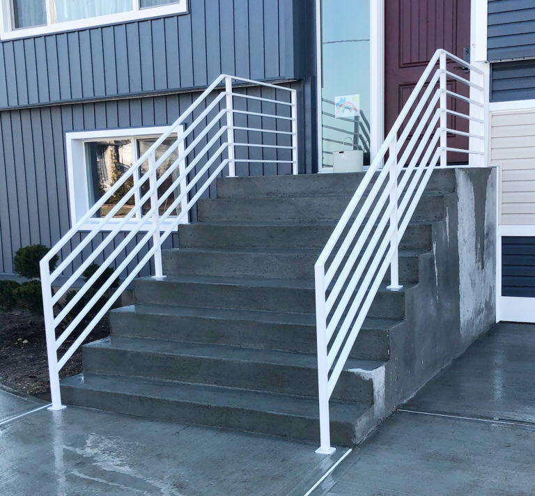 White Railings with Horizontal Pickets
