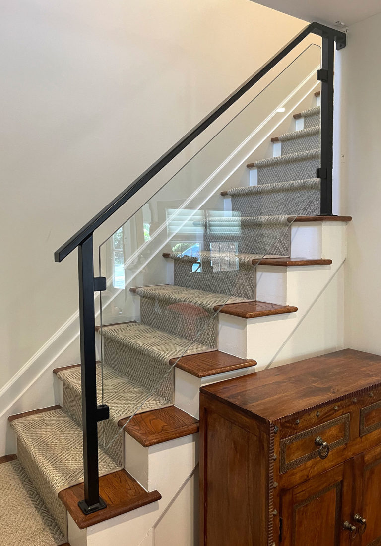 Custom Aluminum Powder Coated Matte Black Railings with 3/8” Tempered Glass - Manhasset, NY